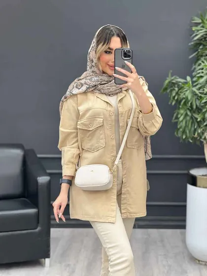 مانتو کتان پشت جیب