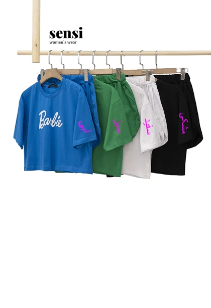 ست کراپ شورتک barbi چاپی