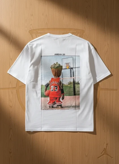 تیشرت لانگ air Jordan سفید سایز 3xl نخ پنبه