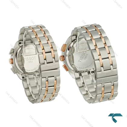 ساعت مچی ست تیسوت سه موتوره دورنگ رزگلد صفحه سفید Tissot-8270-S