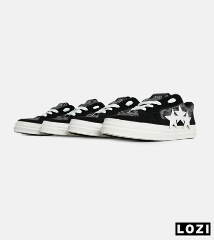کفش اسنیکرزمشکی سفید Amiri Stars v2 مدل 7076