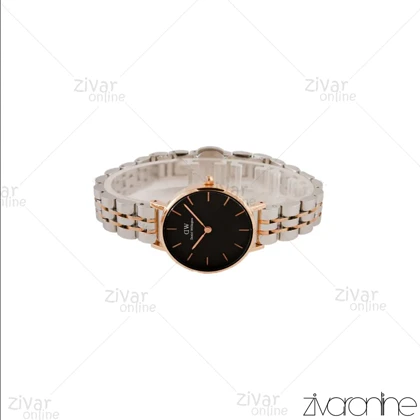 ساعت دنیل ولینگتون زنانه رزگلد نقره ای صفحه مشکی خطی اسمال 106000