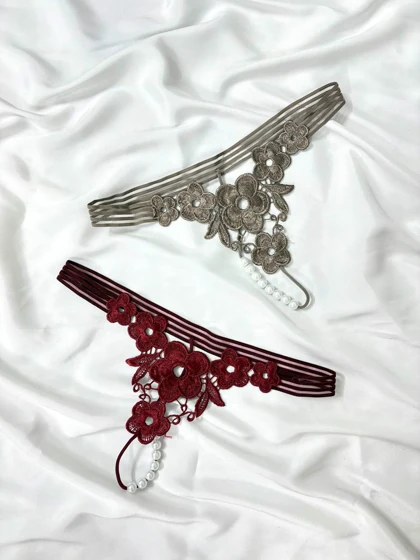 شورت مرواریدی طرح گل کد 159