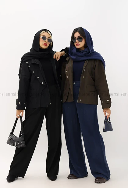 بارانی یقه ایستاده جلو زیپ کد1004628