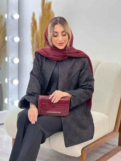 مانتو ژاکارد آستین لاله ای