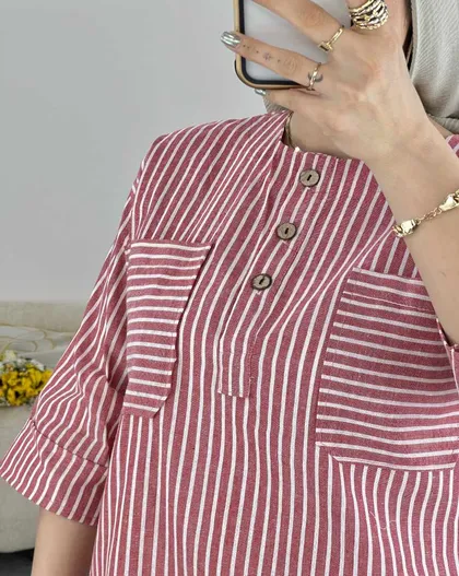 شومیز جلو بسته راه راه(41)کد3474