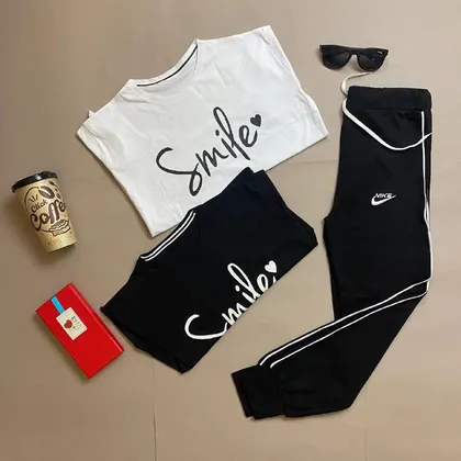 کراپ تیشرت طرح smile