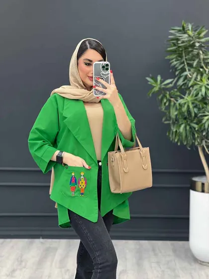 مانتو داکرون جیب گلدوزی بغل چاک