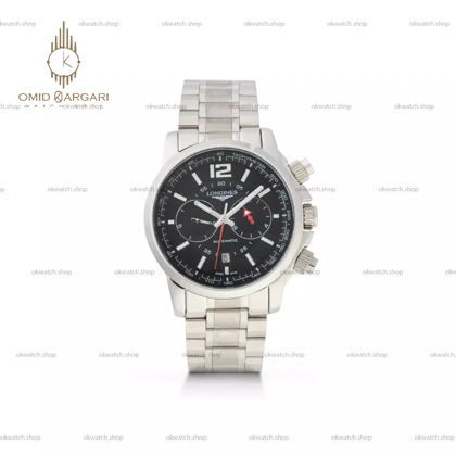 ساعت مچی لونژین کورنوگراف بند سیلور صفحه مشکی Longines