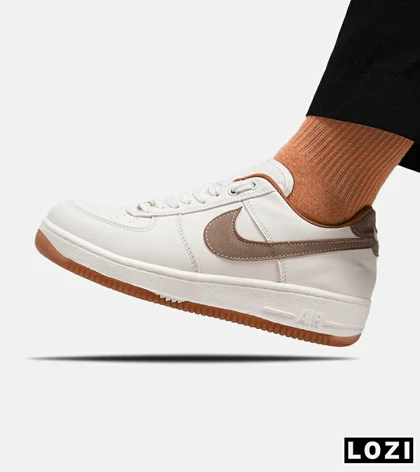 کفش بزرگ پا سفید قهوه ای NIKE AIR FORCE مدل 8226