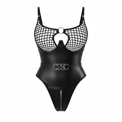 بادی فانتزی لاتکس زیپ‌دار مشکی پرن 1045