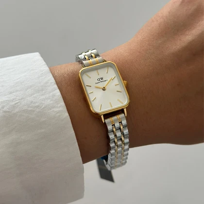 ساعت زنانه دنیل ولینگتون مستطیل دو رنگ خطی کد 821