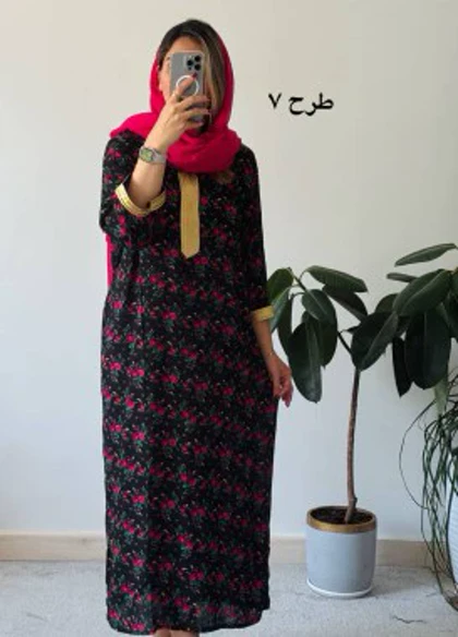 پیراهن نخی گلی