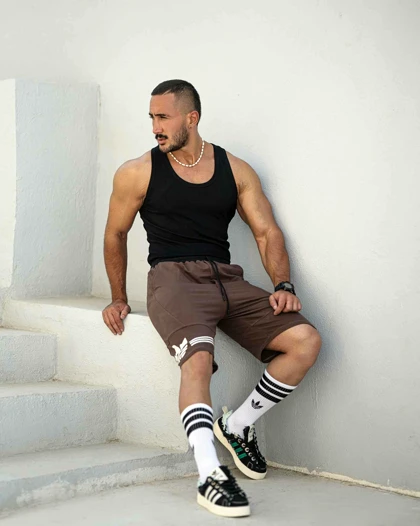 شلوارک بگ ورزشی ADIDAS قهوه ای