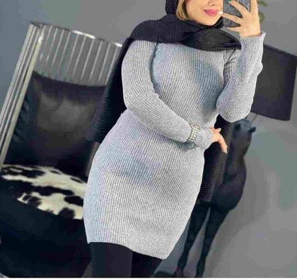 بلوز بافت زیر سارافون یقه گرد زنانه آستین بلند تمام کش کد1090