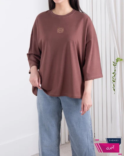 تیشرت دخترونه باکسی گلدوزی LOEWE