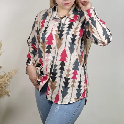 شومیز کاجی جلو باز