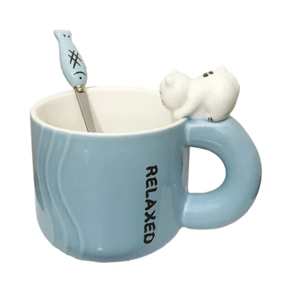 ماگ گربه ماهی رنگ آبی درجه یک برند نایس