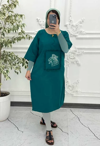 پیراهن رخ لینن گلدوزی 4003