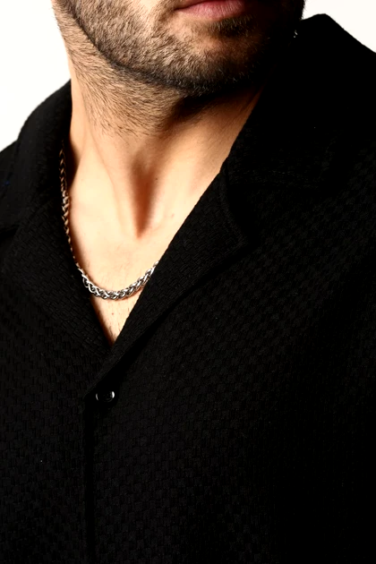 پیراهن یقه انگلیسی ژاکارد مردانه طرح کامپیوتری