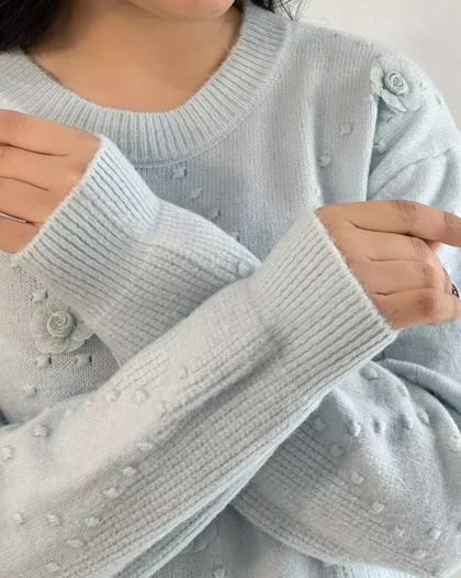 پلیور بافت گل برجسته کد 5396