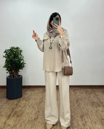 تونیک مانتویی لینن گندم