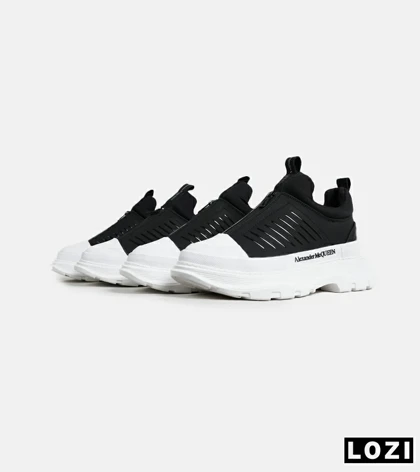 کفش کتانی نیم ساق مشکی سفید Alexander McQueen