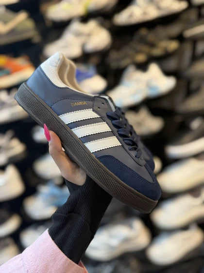 کتانی سامبا زنانه سرمه ای سفید