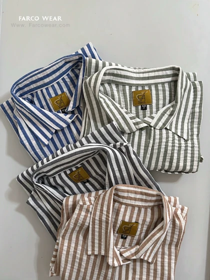 شومیز راه راه لینن زنانه خنک و تابستانی کد 093