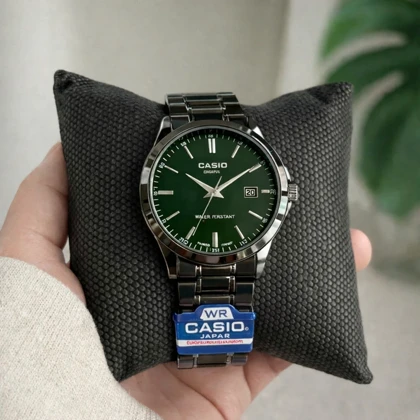 ساعت مچی مردانه کاسیو ترند کلاسیک خط سیلور صفحه سبز