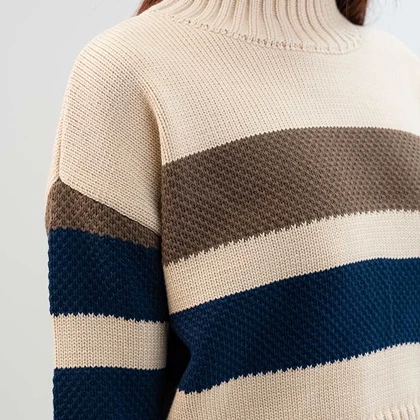 بافت یقه ایستاده اورسایز زنانه - 03251116