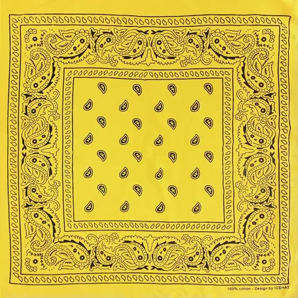 دستمال باندانا نخی طرح بته جقه زرد (دخترانه و پسرانه)