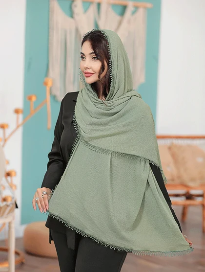 شال نخی پلیسه تابستانی دور نوار