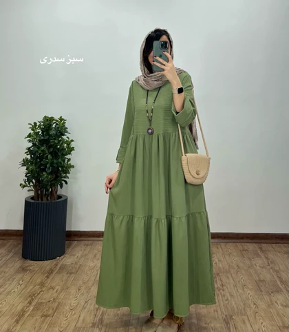 پیراهن مانتویی بلند آهو