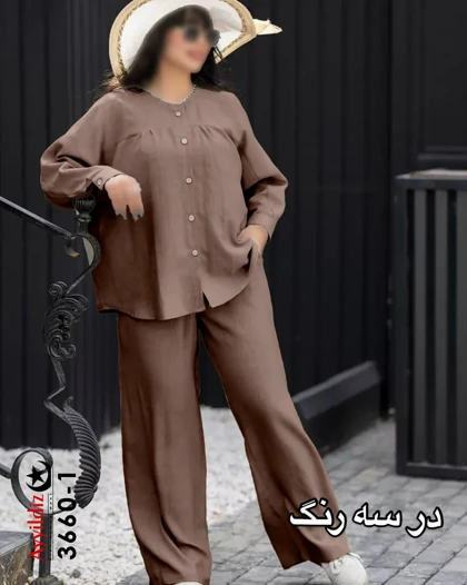 ست مانتو شلوار زنانه سایز بزرگ کد 3660
