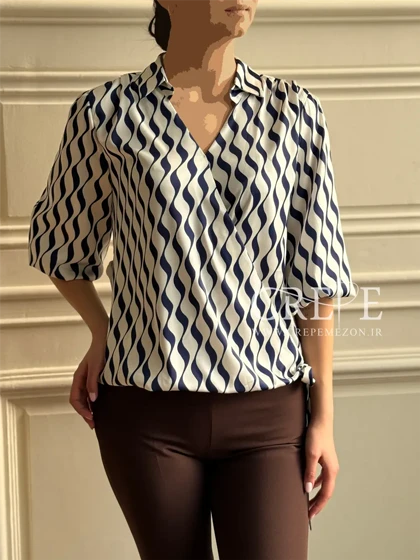 شومیز ساتن سیلک آستین عروسکی