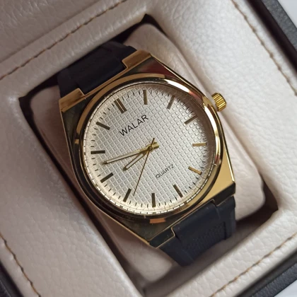 ساعت مچی مردانه والار طرح تیسوت صفحه سفید قاب طلایی