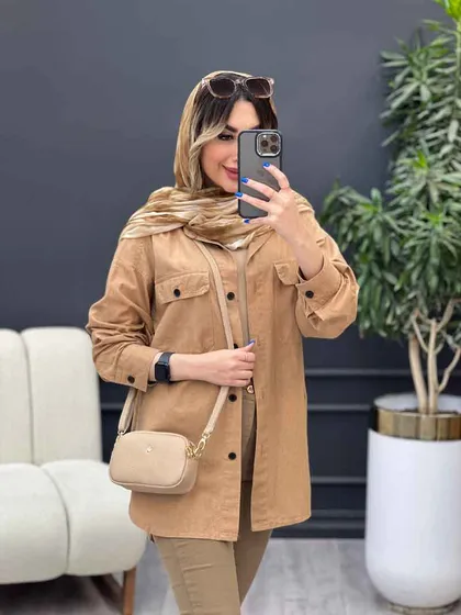 مانتو لینن سر جیب دکمه وینا