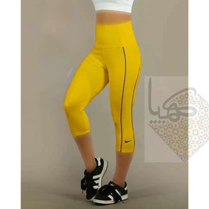 لگ برمودا ورزشی مغزی‌دوزی فلامنت رنگ زرد راحت و کاربردی