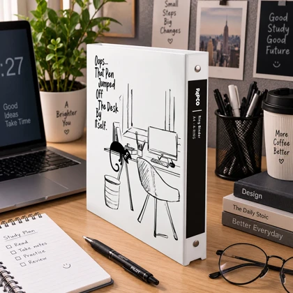 کلاسور پاپکو Papco مدل Ring Binder 4-Ring بلک اند وایت سایز A4