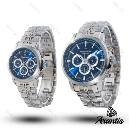 ساعت ست رومانسون diamond سیلور صفحه سورمه ای s-10212