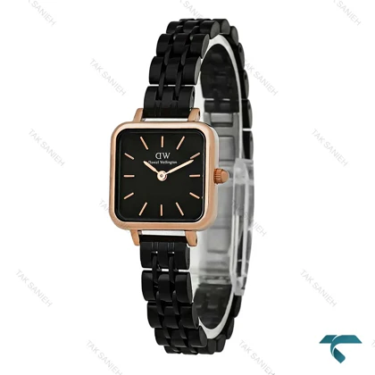 ساعت مربعی دنیل ولینگتون زنانه مشکی قاب رز DW-8016-L