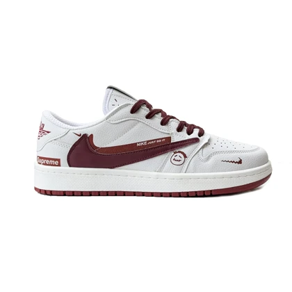 کتانی اسپرت مردانه مدل نایک تراویس سوپریم Nike Supreme رنگ سفید زرشکی کد 51448