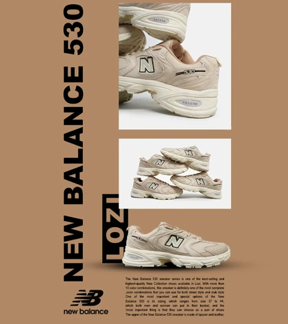 کفش کتانی مردانه و زنانه کرم NEW BALANCE 530