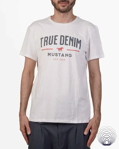 تیشرت یقه گرد مردانه Mustang رنگ سفید