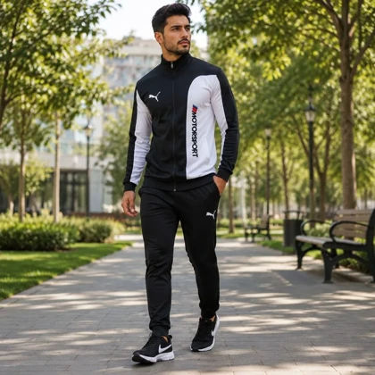 ست اسپرت بهاره مردانه سویشرت شلوار مدل MotorSport + کفش ورزشی مدل Pavlo
