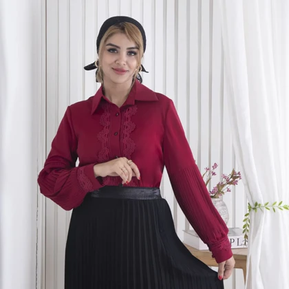 شومیز نوار گیپور آستین پلیسه FERVENT