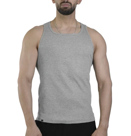 رکابی تنک تاپ کبریتی مردانه جیم شارک مدل B2A7A طوسی روشن