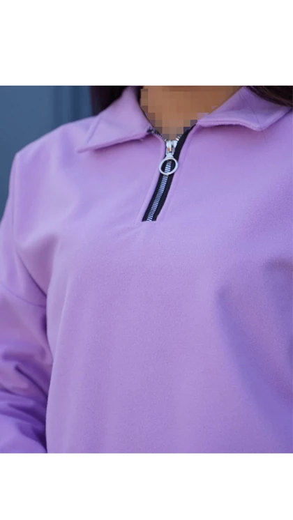 ست نیم زیپ نوار دوزی زنانه 11540