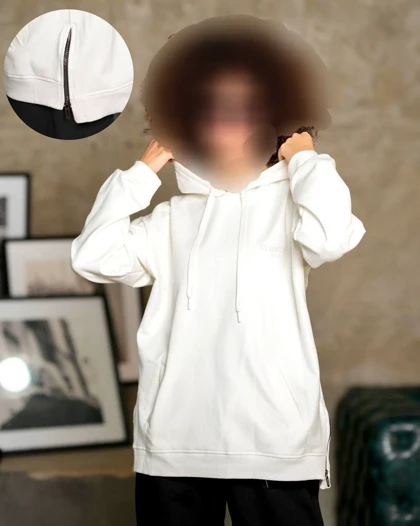 هودی کلاهدار کنار زیپ